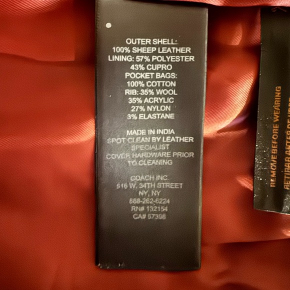 Authentic Coach Women's Red Leather Bomber Jacket, Size Small (S), Red Leather - Picture 7 of 7